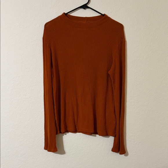 Reformation Rust Ribbed Long-Sleeve Top - Picture 2 of 4